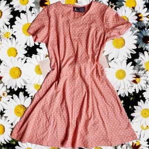 Vintage 90s Peachy keen polka dot dress